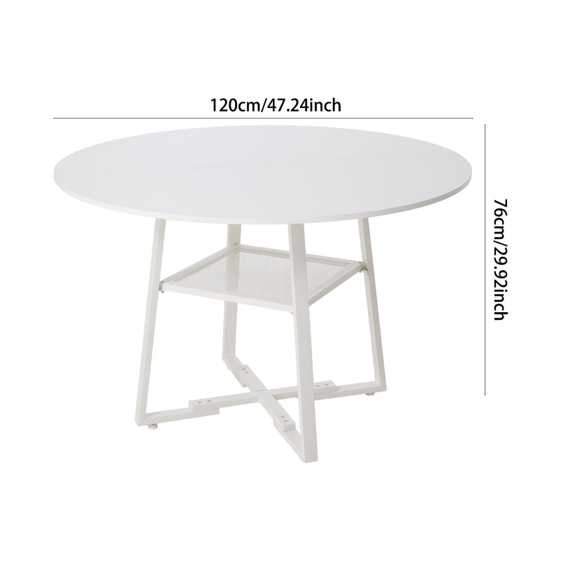 Livingandhome Industrial Round Dining Table White Top