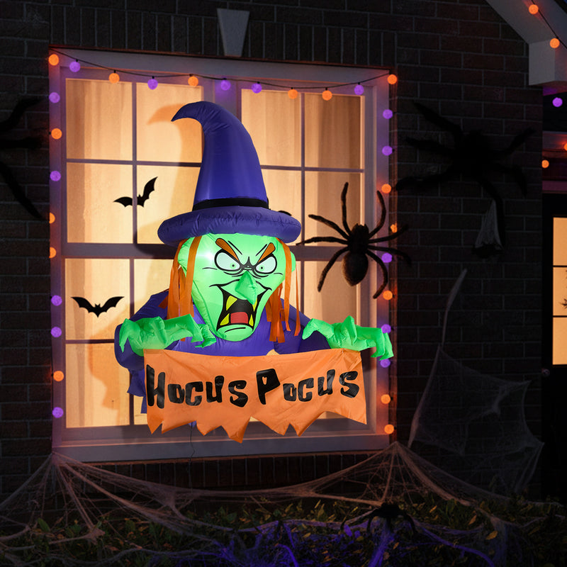 Lifeideas 4ft Halloween Inflatable Witch Decoration with Built-in LED Lights