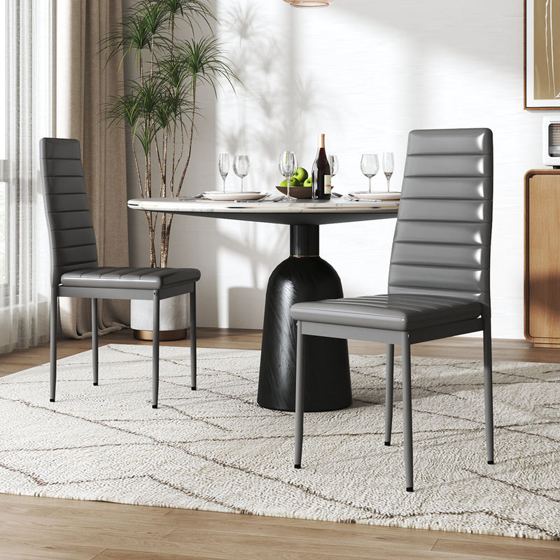 Livingandhome Set of 2 Modern Faux Leather Armless High Back Dining Chairs