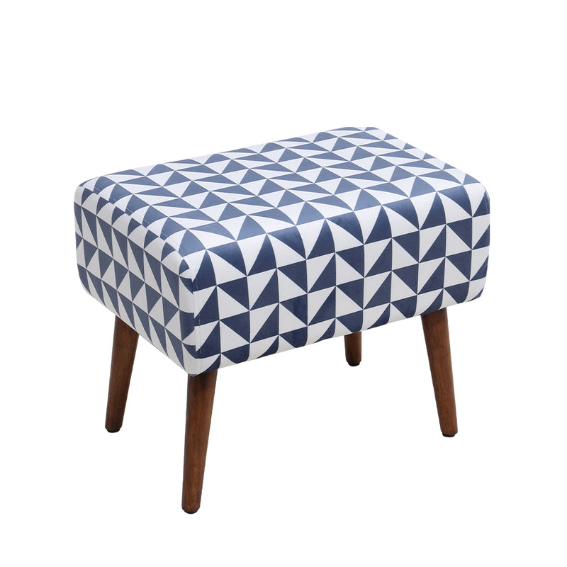 Livingandhome Mid-Century Patterned Ottoman Footstool with Walnut Legs