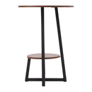 Livingandhome Wooden Round Side Table with Steel Frame