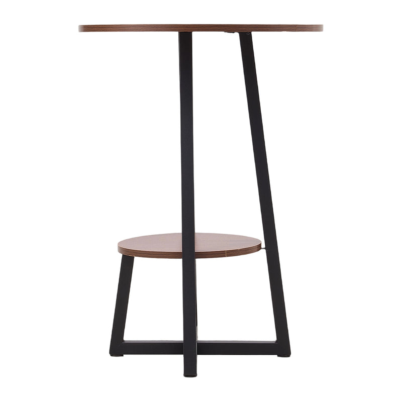 Livingandhome Wooden Round Side Table with Steel Frame