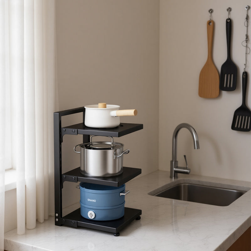 Lifeideas 3-Tier Height-Adjustable Kitchen Pan Organizer Rack