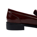 Casual Closed Toe Slip-on Penny Loafers with Low Heel - Burgundy