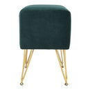 Livingandhome Green Velvet Channel Pattern Stool