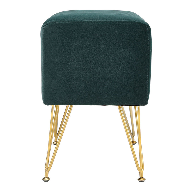 Livingandhome Green Velvet Channel Pattern Stool