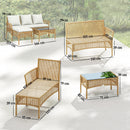 Outsunny 3 Piece Rattan Garden Furniture Set With Cushions, Natural Wood