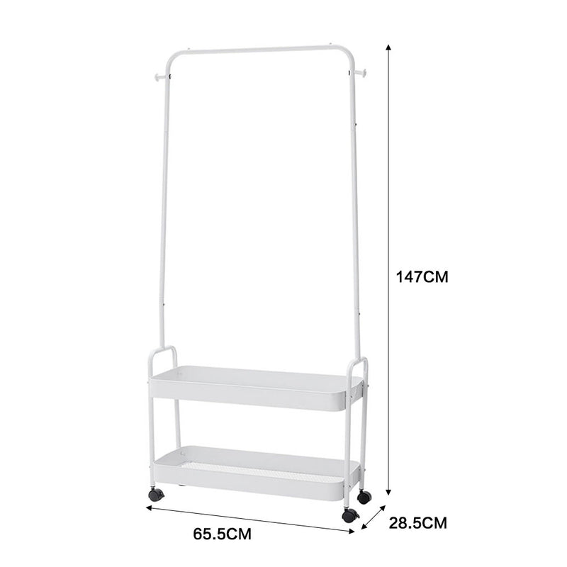 Livingandhome Modern Rolling White Clothes Rack