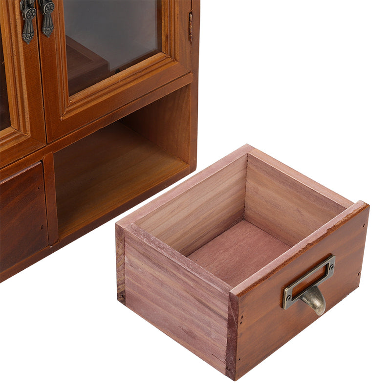 Lifeideas Retro Wooden Desktop Storage Organizer with Drawers