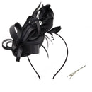 Black Vintage Satin Fascinator With Headband