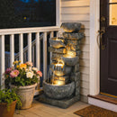 Outsunny 5 Tiers Outdoor Water Fountain with LED Lights for Garden, Mixed