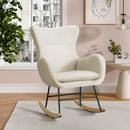 Livingandhome Comfy White Sherpa Rocking Chair with Armrests