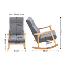 Livingandhome Rubberwood Frame Velvet Rocking Chair