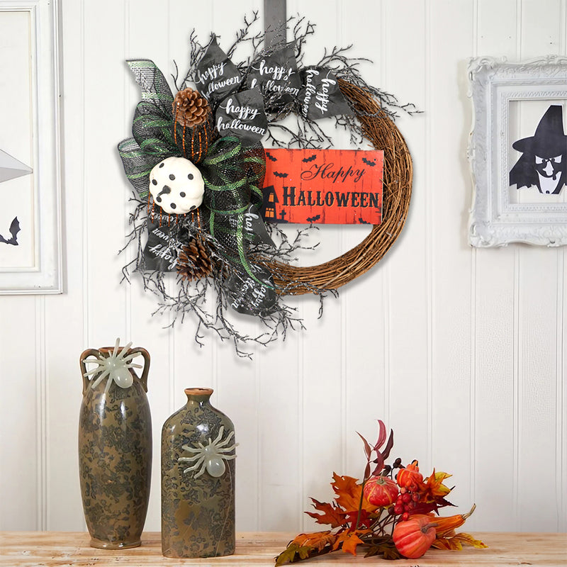 Black Bow Halloween Wreath