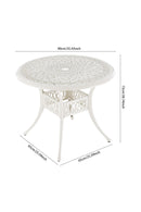 Breeins 5 Piece Cast Aluminium Garden Bistro Set With Cushions - 4 Seater Outdoor Patio Table & Chairs With Parasol Hole - Off White