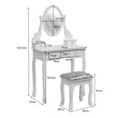 Livingandhome Stylish MDF Makeup Vanity Desk with Stool