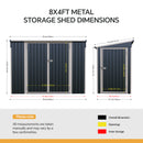 Breeins 8x4 FT Metal Pent Roof Garden Tool Storage Shed
