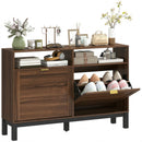 HOMCOM Narrow Shoe Cabinet with 2 Flip Drawers, Modern Shoe Storage Cabinet
