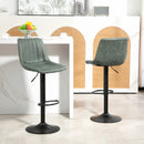 HOMCOM Set Of 2 Microfibre Retro Tub Bar Stools Metal Frame Footrest Seat Green/Blue
