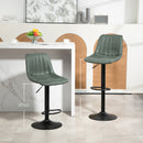 HOMCOM Set Of 2 Microfibre Retro Tub Bar Stools Metal Frame Footrest Seat Green/Blue