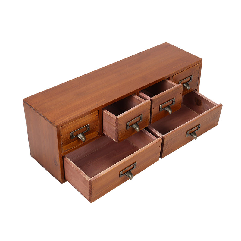 Lifeideas Desktop Retro Wood 6-Drawer Storage Organizer