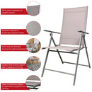 Set of 2 Outdoor Garden Patio Multi Position Reclining Folding Chair in Grey