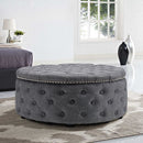 Livingandhome Stylish Round Ottoman with Nailhead Trim