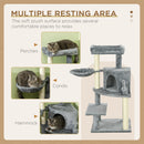 PawHut Cat Tree Tower Climbing  Activity Centre with Sisal Scratching Post Grey
