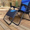 Luxury Padded Multi Position Zero Gravity Garden Relaxer Chair Lounger In Blue & Black
