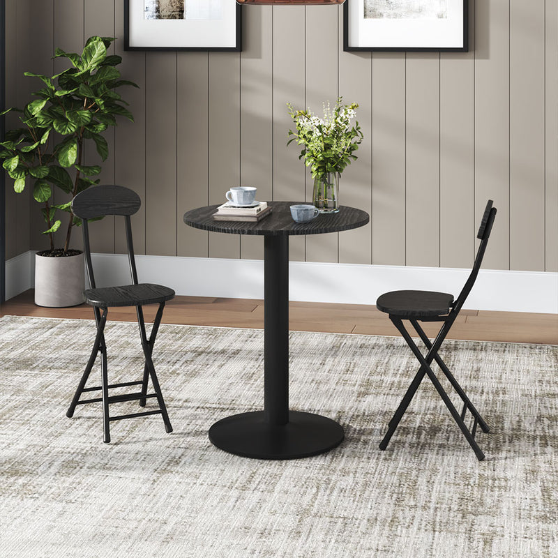 Livingandhome Modern Black Round Bistro Table