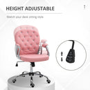 Vinsetto Office Chair PU Diamante Padded Ergonomic 360° Swivel - White/Grey/Pink