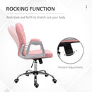 Vinsetto Office Chair PU Diamante Padded Ergonomic 360° Swivel - White/Grey/Pink