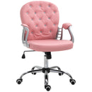 Vinsetto Office Chair PU Diamante Padded Ergonomic 360° Swivel - White/Grey/Pink