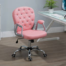Vinsetto Office Chair PU Diamante Padded Ergonomic 360° Swivel - White/Grey/Pink