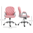 Vinsetto Office Chair PU Diamante Padded Ergonomic 360° Swivel - White/Grey/Pink