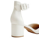 Comfortable Closed Toe Block Heels Pumps