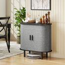 HOMCOM Modern Sideboard With 2 Sliding Doors Tambour Kitchen Cupboard Grey