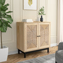 Livingandhome Rustic Natural Sideboard with Metal Base