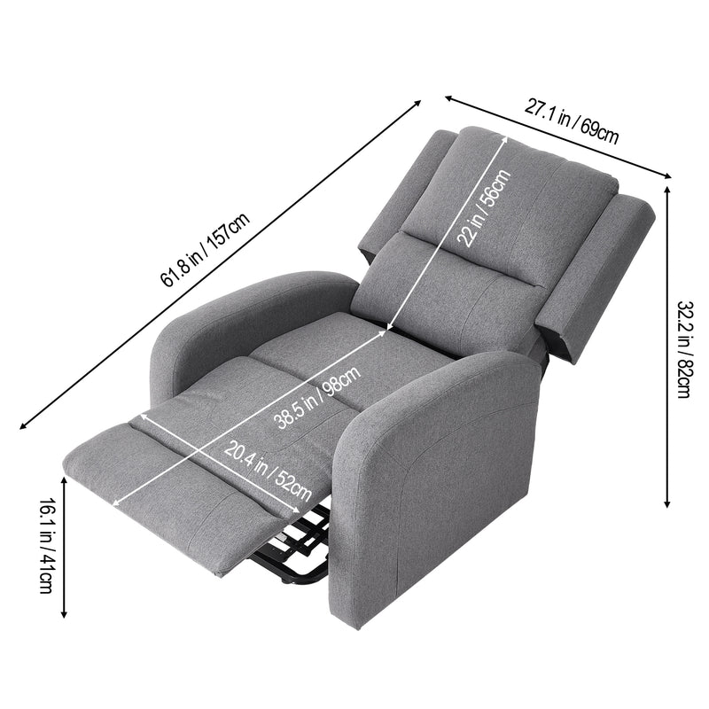 Livingandhome Linen Recliner Armchair with Footrest