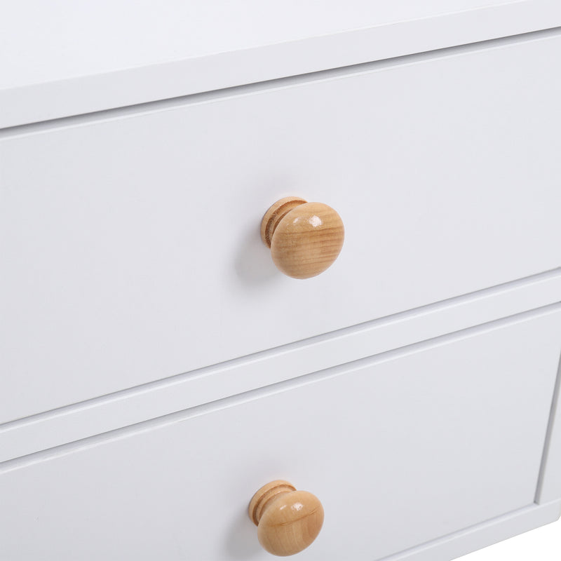 Livingandhome Wooden 2-Drawer Bedside Table Nightstand with a Shelf and Wooden Legs