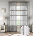 Pair of Pandora Grey Glittery Metallic Print Panel with Rod Pocket Header