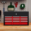 HOMCOM Lockable Metal Tool Chest W/ 6 Drawer, Ball Bearing Runners - Red/Black