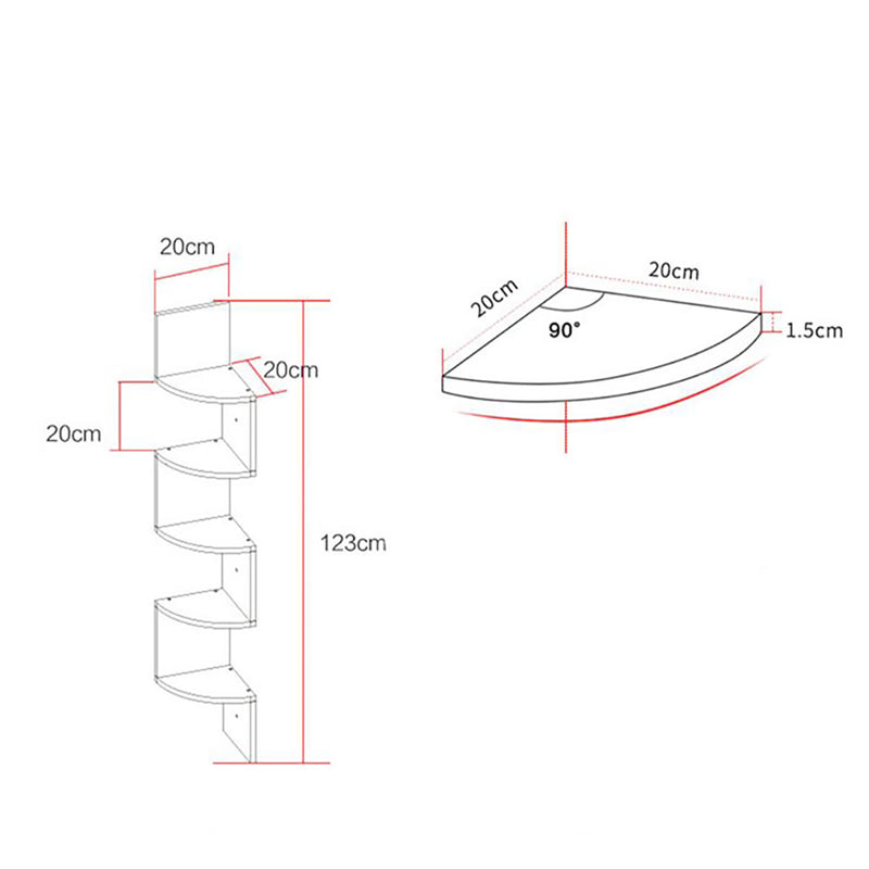 Livingandhome Wooden Zigzag Floating Corner Shelves 2-Tier White