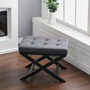 Livingandhome Rectangle Linen Footstool with Cross Legs