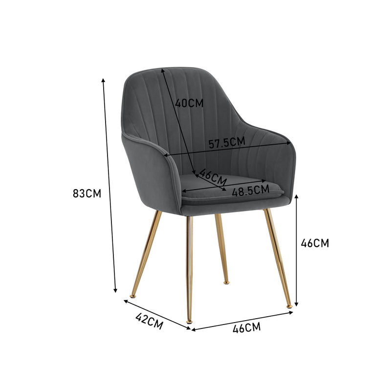 Livingandhome 2Pcs Modern Velvet Upholstered Dining Chairs with Polished Gold Legs