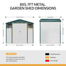 Breeins 8x5.7FT Metal Apex Roof Garden Storage Shed