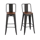 Livingandhome 2 Pack Industrial Bistro Bar Stool with Footrest
