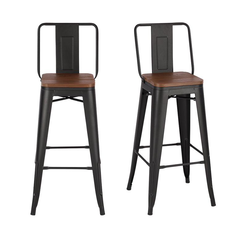 Livingandhome 2 Pack Industrial Bistro Bar Stool with Footrest