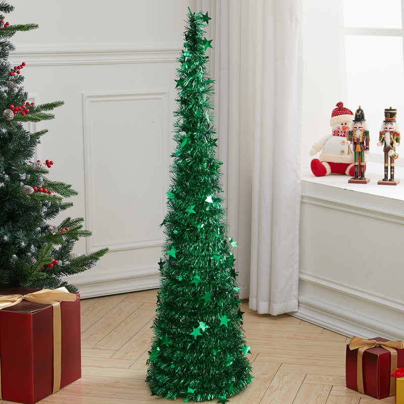 Lifeideas Collapsible 1.2M Pop Up Tinsel Christmas Tree With Base