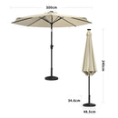 Garden Sanctuary Large Solar Powered LED Patio Umbrella for Outdoor Garden Patio with Base